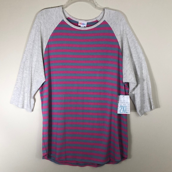 LuLaRoe Tops - NWT 🔆 Lula Roe Randy Top, Pink and Gray Size 2XL